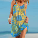 the SUNFLOWER - Summer Sunflower Beach Dress 3D Print Vacation Party Sundress Casual Sleeveless Beachwear Dress