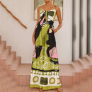 the DECO BOHO - Fashion High Street Printed Jumpsuit Summer Hollow Tie Up Beach Romper Casual Sleeveless Pocket Wide Leg Playsuit