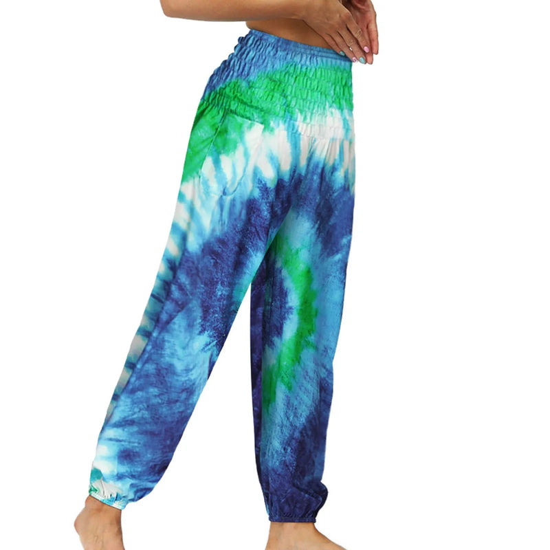 Women'S Pants Women'S Sweatpants Hippie Bohemian Palazzo Yoga Scrunched Bottom Women'S Tie Dye Harem Pants Vetement Femme