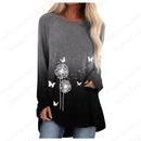the LOUNGER - 3D Print Long Sleeve Fashion Long Tunic Shirts for Women