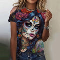 Women's T-shirt for Girls Summer Short Sleeve Casual Fashion  Sexy Girls Clothes Horror Undead Skull Pattern oversized T-shirts