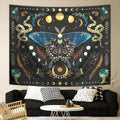 the MOTHMAN - 1PC Butterfly Moon Tapestry, Bohemian Tapestry, Aesthetic Moth Snake Tapestry, Retro Plant Starry Sky Tapestry