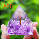 the ORGONE PYRAMID - Crystals Stone Orgone Pyramid Energy Generator, Natural Amethyst Peridot Reiki Chakra Meditation Tool, Room Decor Christmas Gifts