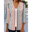 the VINTAGE BOHO - Women's Spring/Autumn Vintage Floral Print Knitted Cardigan Fashion Elegant V-Neck 3/4 Sleeve Tunic Sweater Coats