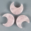 the MOON STONE - Crystal Mini Moon Ornament, Natural Stone Rose Quartz Hand Carved Chakra Feng Shui Healing Meditation Figurine, Home Decoration
