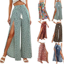 the PALAZZO - Fashion Printed Wide Leg Pants Front Split Bloomers Beach Style Cover Ups Wide Leg Trousers
