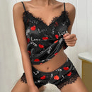 the CUDDLER - Fashion Lace Pajama Set V-Neck Satin Nightdress Sexy Exotic Lingerie Sleepwear