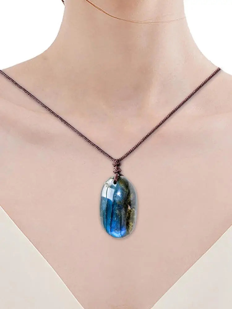 Natural Labradorite Pendant Necklaces Labradorite Necklace Energy Necklaces Healing Crystal Necklace Stones Ornament Home Decor