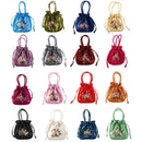 the SATCHEL - Retro Elegant Satin Silk Embroidery Totes for Women, Floral Drawstring Handbag, Woman Purse/Wallet Small Tote Bags