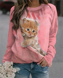 the SNUGGLE PET - Cute Sleeping Cat 3D Print O-Neck Fashion Graphic Hoodies Women Sweatshirts/Pullovers