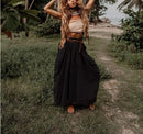 the CASTAWAY - Casual Bohemian Loose Cotton Skirt with Drawstring and Big Pockets