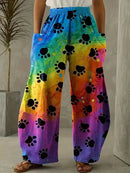 the CAT BOHOS - Urban Street Fashion Casual Loose Long Style Cartoon Cat Color 3D Printed Double Side Pocket Pants
