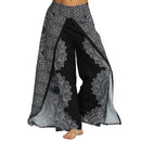 the MORACCAN - Women's Summer Casual Loose Wide Leg Wrap Long Soft Slit Leg Harem Dance Beach Boho Baggy Yoga Pants