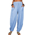 Casual Women Harem Pants Summer Female Cotton Linen Loose Wide Leg Long Pants Homewear LRFZ-922