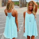 the NEON BOHO - Summer Beach Loose Casual Sleeveless Spaghetti Strap Hollow Out Mini Dress