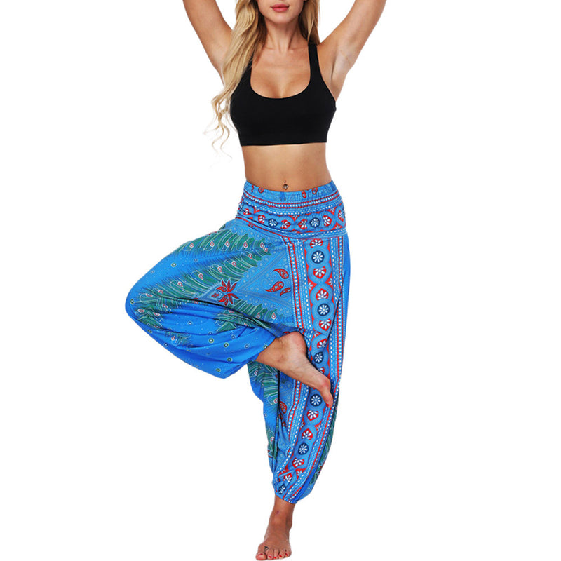 Women Pants 2023 Trousers Women'S Pants Summer Autumn Loose Yoga Trousers Baggy Boho Aladdin Jumpsuit Harem Pants Women Clothing