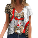 the SOFTBALL MOM - Summer Baseball MOM 3D Print V-Neck Short Sleeve Harajuku Streetwear Oversized T-Shirts for Women
