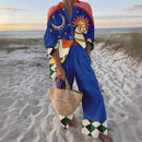 the CANCUN - Summer Fashion Printed Casual Loose Street Button Shirt Wide Leg Pants Two-Piece Set