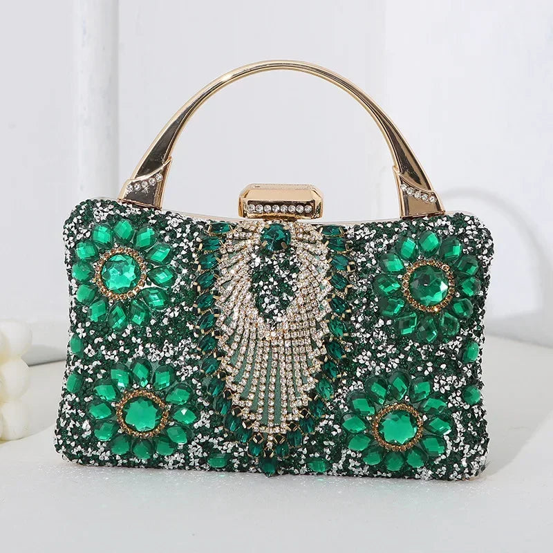 the TREASURE - Rhinestone Beaded Clutch Evening Bag, Women Wedding Party Purse, Evening Banquet Bag