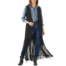 the ANNIE OAKLEY - Women's Western Bohemian Sleeveless Cardigan Vest with Tassel Detail Patch Pockets for Cowboy Cosplay