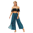 the MORACCAN - Women's Summer Casual Loose Wide Leg Wrap Long Soft Slit Leg Harem Dance Beach Boho Baggy Yoga Pants