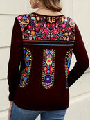 the BOHO BEAUTY - Spring/Summer Bohemian Print Long Sleeved Shirt for Women