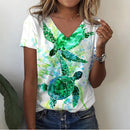 the DEEP DIVE - Summer 3D Print Sea Turtle V-Neck Oversized T-Shirts for Women