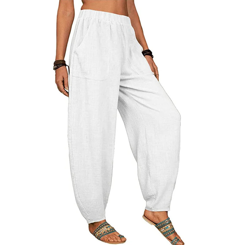 Casual Women Harem Pants Summer Female Cotton Linen Loose Wide Leg Long Pants Homewear LRFZ-922