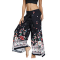 Women's Casual Soft Slit Leg Pants, Harem Dance, Beach Boho Baggy Yoga Pants, Lady Loose Wide Leg Wrap Long Pants, Summer