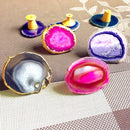 the AGATE SLICE - Natural Agate Geode Polished Irregular Crystal Slice Stone DIY Pendant Mineral Home Decoration Healing Crystal Stone Slice Gifts