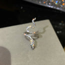 the SERPENT - Fashion Sliver Color Cubic Zirconia Snake Ring for Women Open Adjustable Finger Rings