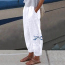 the REEF - Women's Spring/Summer Fashion Casual Linen Printed Trousers with Pockets