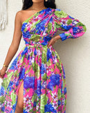 the BRIDESMAID BOHO - Spring/Summer Elegant Off Shoulder Print Loose Long Dress
