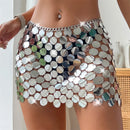 the SEQUIN - Women's Punk Sequins Metal Chain Hollow Out Mini Skirt