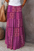 the PATCHWORK BOHO - Long Skirt Retro Loose Casual High Waist Skirt Bohemian Style Patchwork Pleated Pocket Skirt