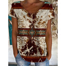 the ANCIENT - Indian Elephant Geometry 3D Print Streetwear V-Neck Oversized T-Shirts for Women