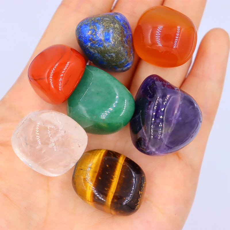 the CHAKRA STONES - 7Pc/Set Natural Crystal Yoga Polished Energy Stone Agate Chakra Reiki Healing Home Decoration Collection Popular Stones