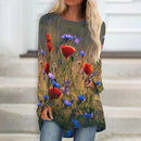 the TUNIC - Floral Painting 3D Print Long Sleeve Fashion Long Tunic Tops for Women