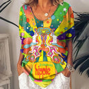 the GROOVY GIRL - Hippie Fashion Short Sleeve Print Large Size Loose T-Shirts for Women