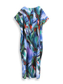 the BOHO KAFTAN - Bohemian Printed V-Neck Batwing Sleeve Long Loose Summer Moroccan Kaftan Dress for Women