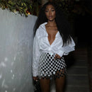 the SEQUIN - Women's Punk Sequins Metal Chain Hollow Out Mini Skirt