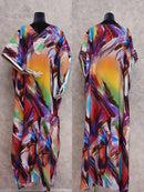 the BOHO KAFTAN - Bohemian Printed V-Neck Batwing Sleeve Long Loose Summer Moroccan Kaftan Dress for Women