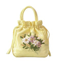 the SATCHEL - Retro Elegant Satin Silk Embroidery Totes for Women, Floral Drawstring Handbag, Woman Purse/Wallet Small Tote Bags