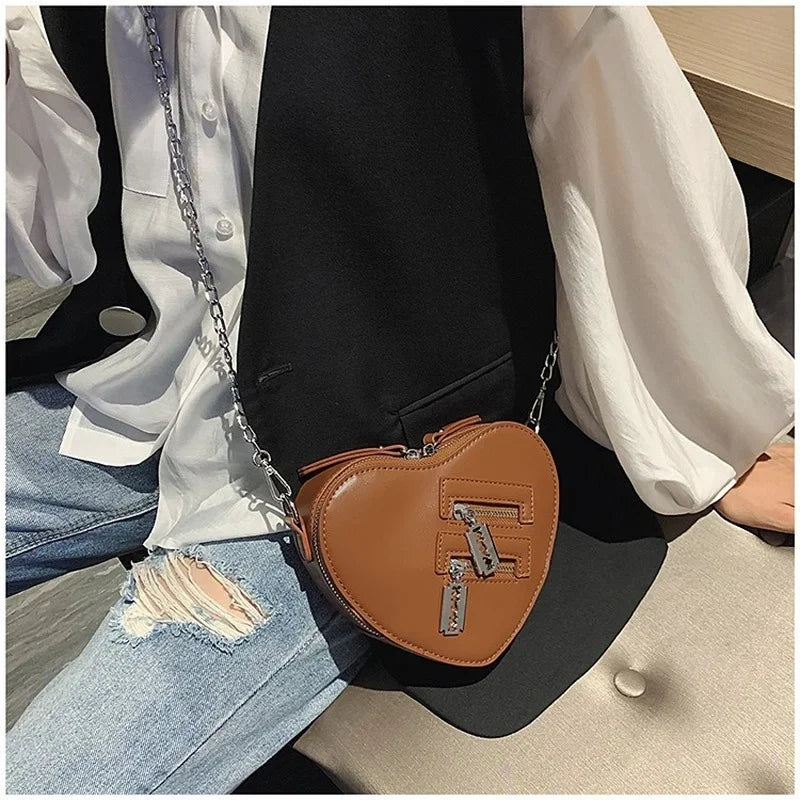 the GOTHIC HEART - Gothic Heart Blade Zipper Chain Crossbody Bags for Women/Girl, Casual Shoulder Purses Handbags