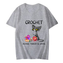 the CROCHET CAT - Crochet Because Murder Is Wrong Attitude Cat Women Summer Casual Short Sleeve T-Shirts