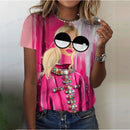 the GLAM GIRL - Abstract Art Face 3D Printed Girls Street Summer T-Shirts for Women