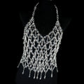 the BODY CRYSTALS - Sexy Tassel Rhinestone Chic Women's Lingerie Body Chain Top Water Drop Fishnet Crystal Shiny Chest Bra Bikini Sling Vest Jewelry