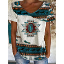 the ANCIENT - Indian Elephant Geometry 3D Print Streetwear V-Neck Oversized T-Shirts for Women