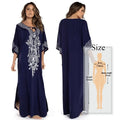 2023 Bohemian Printed V-neck Batwing Sleeve Long Loose Summer Dress For Women Clothes  Streetwear Moroccan Caftan Q831