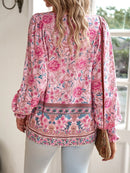 the BAGGY BOHO - Boho Floral Blouse V-Neck Tassel Long Sleeve Bohemian Summer Fashion Shirt for Women